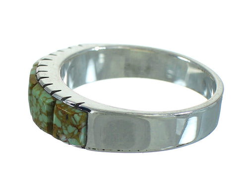 Silver Southwest Turquoise Inlay Jewelry Ring Size 8 AX85062